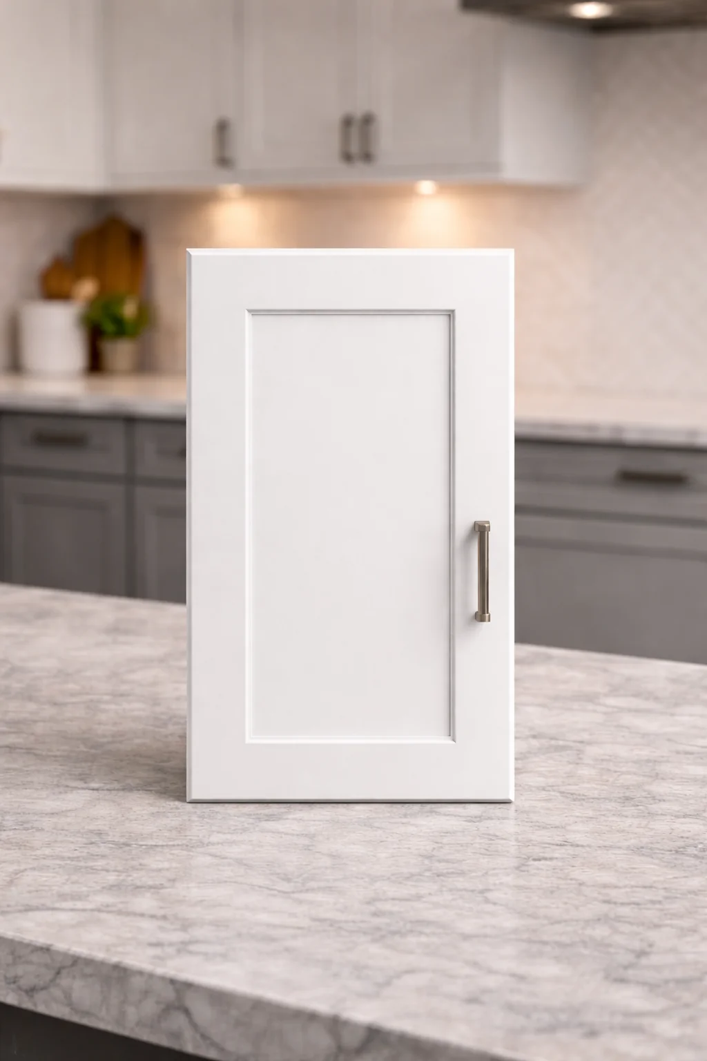 TFL surfaced cabinet door compared with particle board core