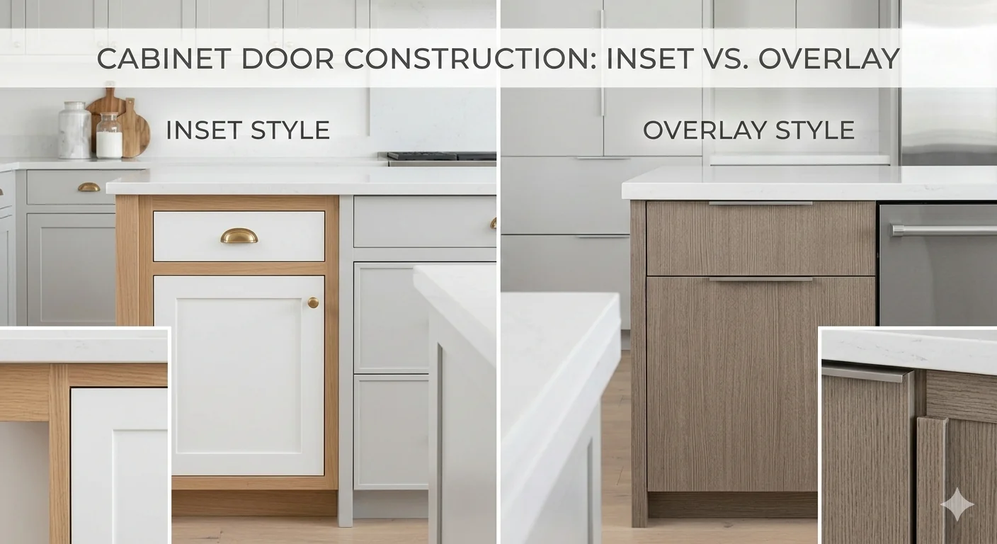 Comparison of inset and overlay cabinet door styles