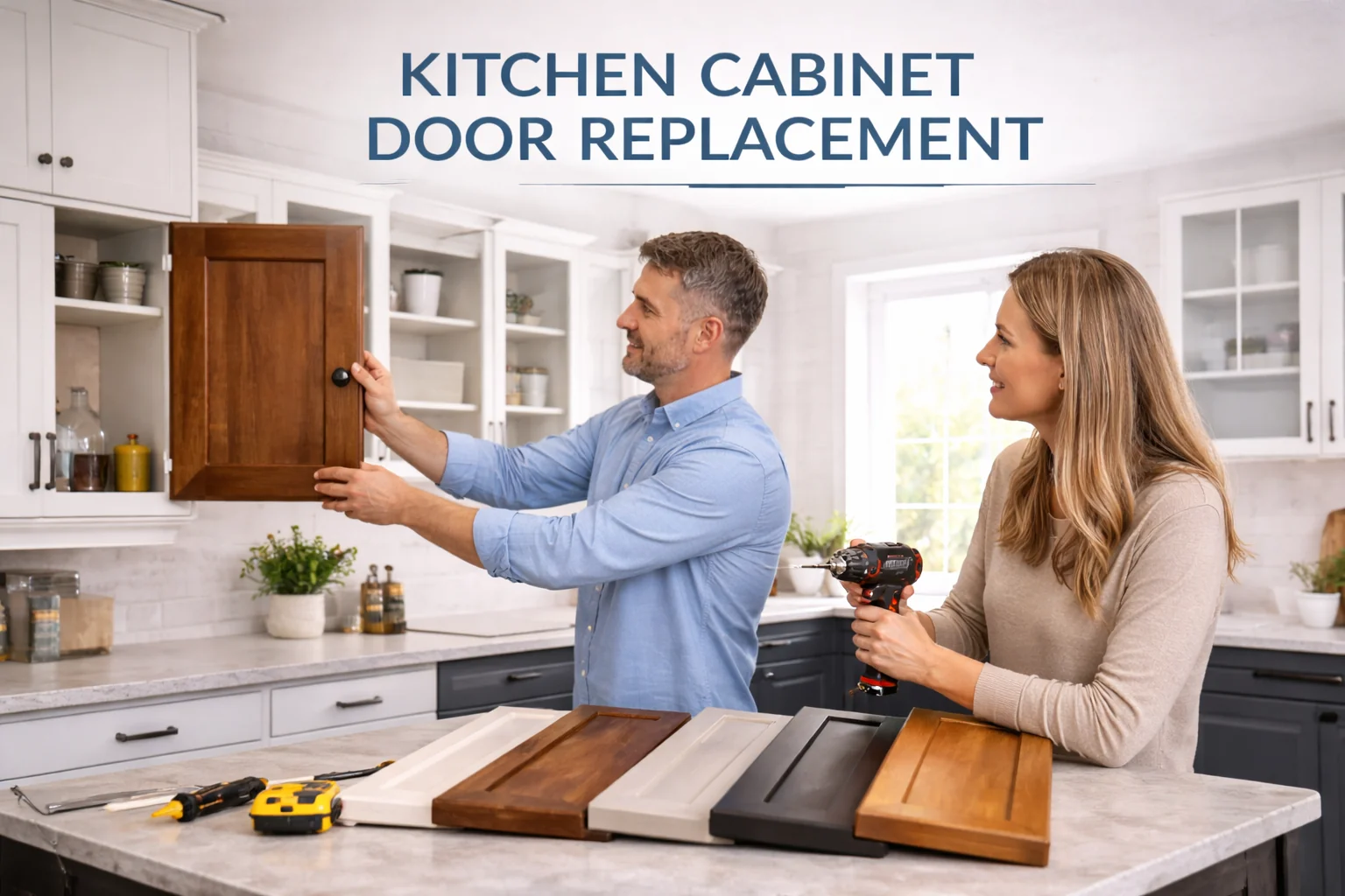 Kitchen cabinet door replacement process and options