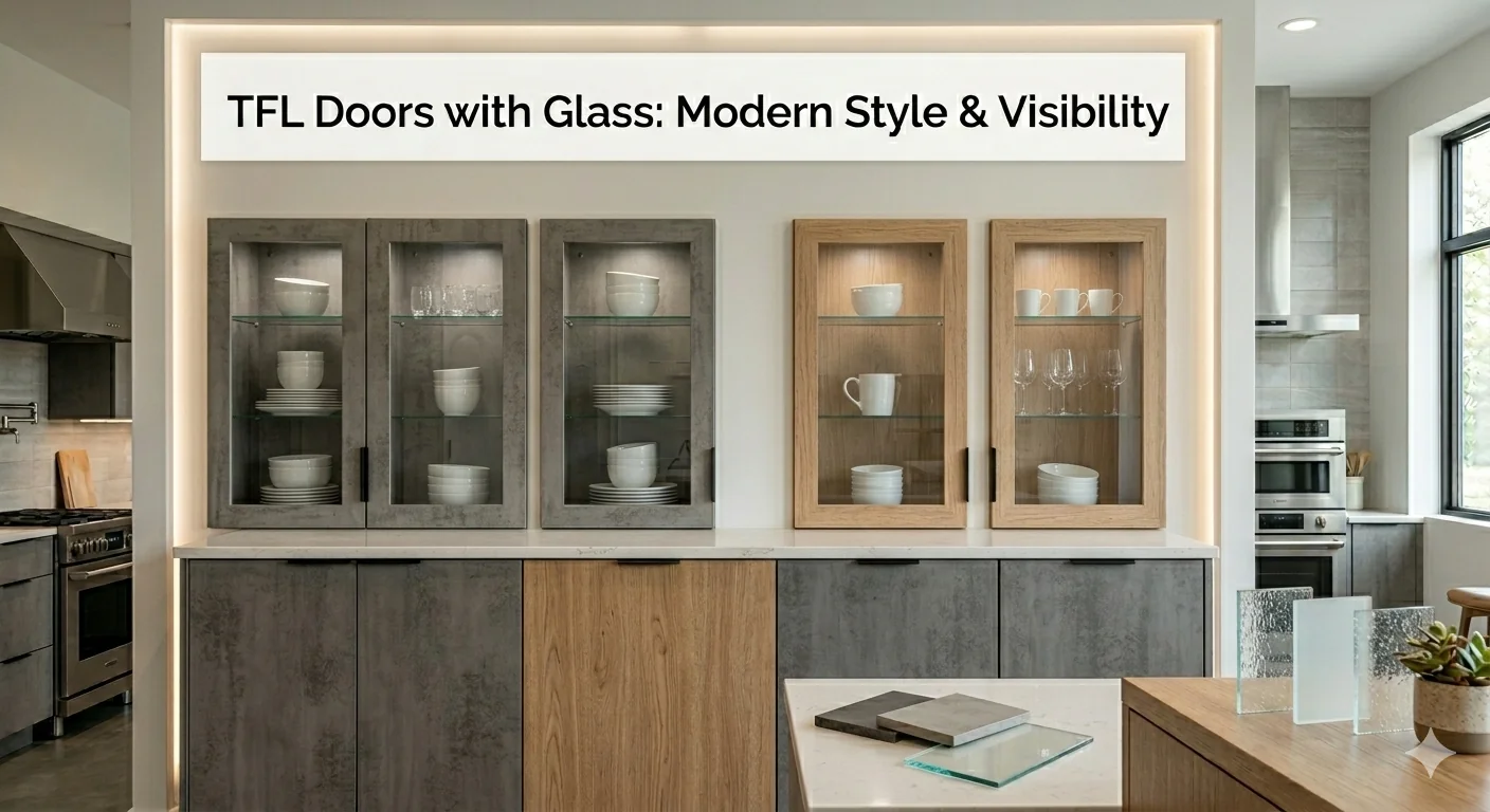 TFL cabinet doors with glass inserts for display